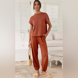 2 Piece Sweater/Pant Set in Rust. (Amazon). Size Small